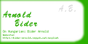 arnold bider business card